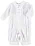 Baby Boys White Pleated Long Sleeve Long Baptism Cotton Coverall Hat Set 0-24M - SophiasStyle.com